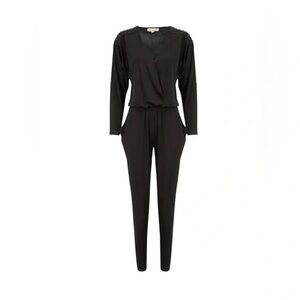 Michael Kors - Black Studded Jersey Jumpsuit with roll-tab sleeves. Medium